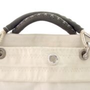 Borsa da viaggio in vela. manici in cotone/pelle staccabili. Occhiello cucito e ossidato originale della randa