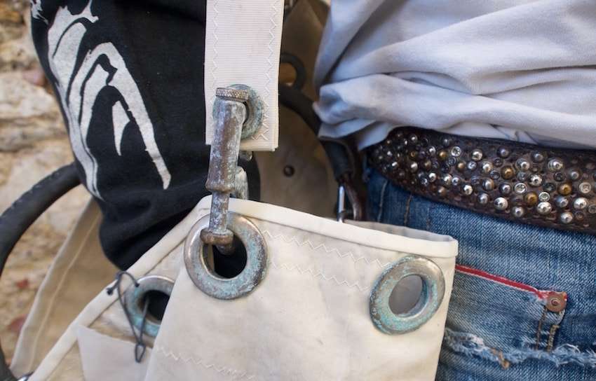 Borsa in vela con moschettoni ossidati originali