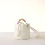 cestino degli erbi secchiello con manico in cotone e pelle