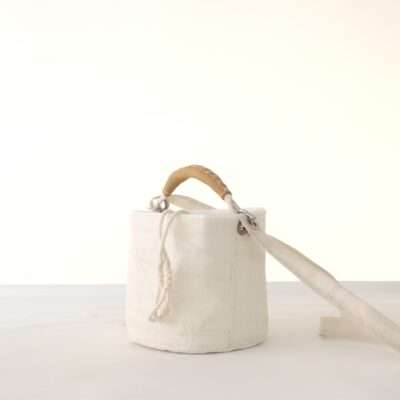 cestino degli erbi secchiello con manico in cotone e pelle