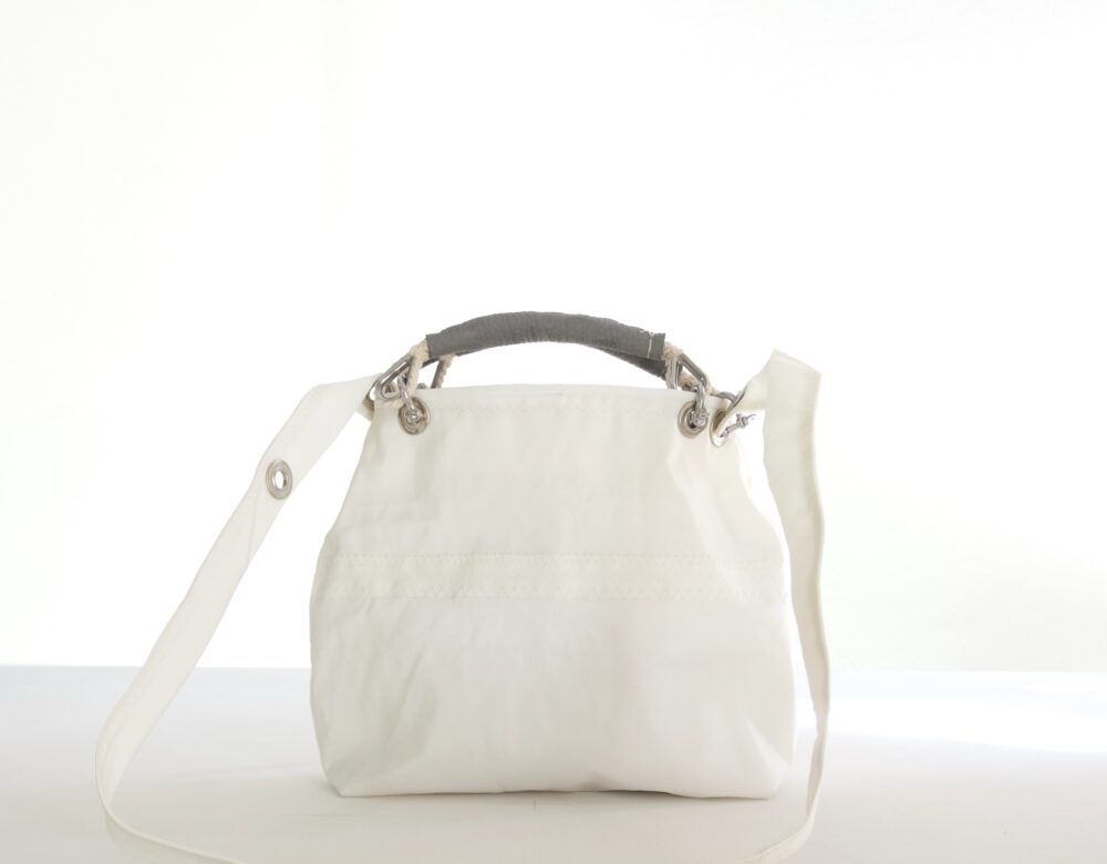 Oxygen Mini – borsa bianca con manici grigi